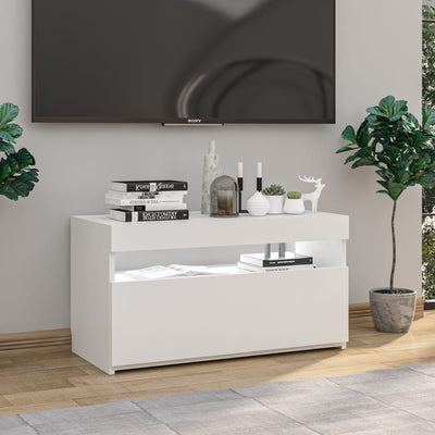 TV-taso LED-valoilla korkeakiilto valkoinen 75x35x40 cm
