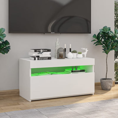 TV-taso LED-valoilla korkeakiilto valkoinen 75x35x40 cm