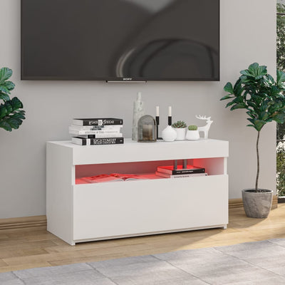 TV-taso LED-valoilla korkeakiilto valkoinen 75x35x40 cm