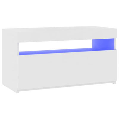 TV-taso LED-valoilla korkeakiilto valkoinen 75x35x40 cm