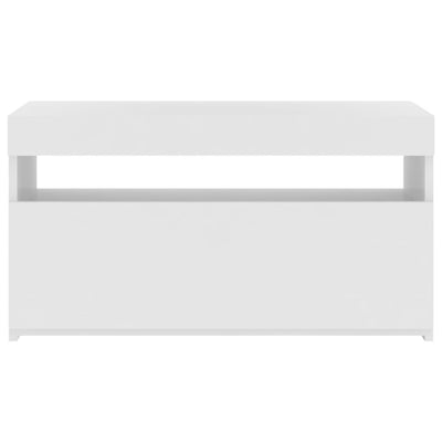 TV-taso LED-valoilla korkeakiilto valkoinen 75x35x40 cm