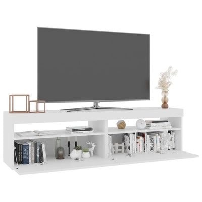 TV-tasot 2 kpl LED-valoilla korkeakiilto valkoinen 75x35x40 cm