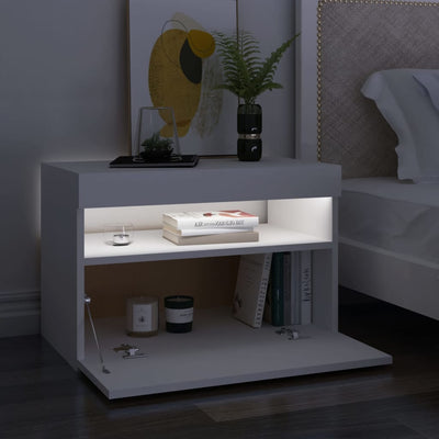 TV-tasot LED-valoilla 2 kpl valkoinen 60x35x40 cm