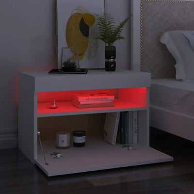 TV-tasot LED-valoilla 2 kpl valkoinen 60x35x40 cm
