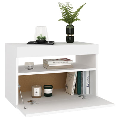TV-tasot LED-valoilla 2 kpl valkoinen 60x35x40 cm