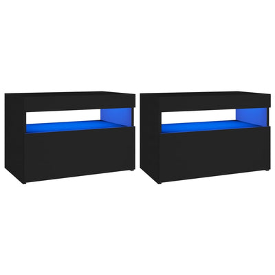 TV-tasot LED-valoilla 2 kpl musta 60x35x40 cm