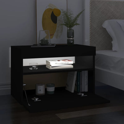 TV-tasot LED-valoilla 2 kpl musta 60x35x40 cm