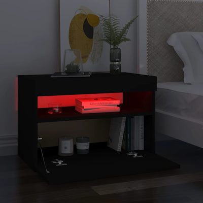 TV-tasot LED-valoilla 2 kpl musta 60x35x40 cm