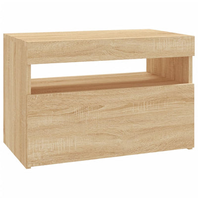 TV-taso LED-valoilla Sonoma-tammi 60x35x40 cm