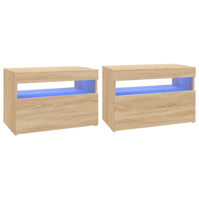 TV-tasot LED-valoilla 2 kpl Sonoma-tammi 60x35x40 cm
