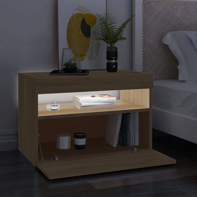 TV-tasot LED-valoilla 2 kpl Sonoma-tammi 60x35x40 cm