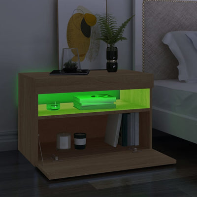 TV-tasot LED-valoilla 2 kpl Sonoma-tammi 60x35x40 cm