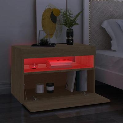 TV-tasot LED-valoilla 2 kpl Sonoma-tammi 60x35x40 cm