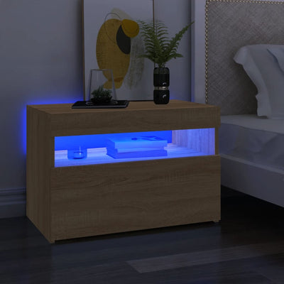 TV-tasot LED-valoilla 2 kpl Sonoma-tammi 60x35x40 cm