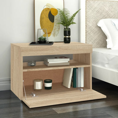TV-tasot LED-valoilla 2 kpl Sonoma-tammi 60x35x40 cm