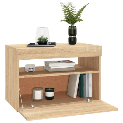TV-tasot LED-valoilla 2 kpl Sonoma-tammi 60x35x40 cm