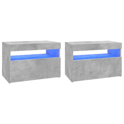 TV-tasot LED-valoilla 2 kpl betoninharmaa 60x35x40 cm