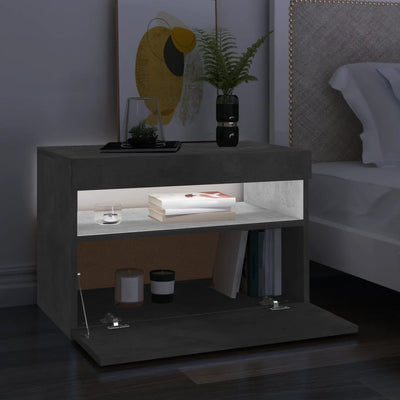 TV-tasot LED-valoilla 2 kpl betoninharmaa 60x35x40 cm