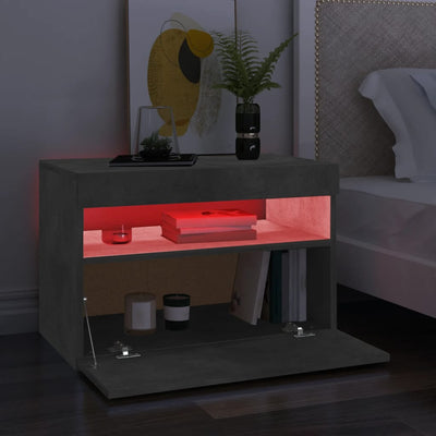 TV-tasot LED-valoilla 2 kpl betoninharmaa 60x35x40 cm
