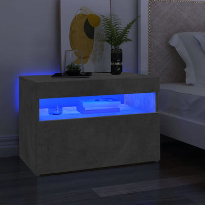 TV-tasot LED-valoilla 2 kpl betoninharmaa 60x35x40 cm