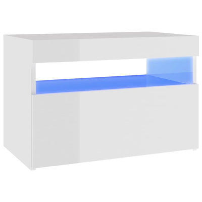 TV-taso LED-valoilla korkeakiilto valkoinen 60x35x40 cm