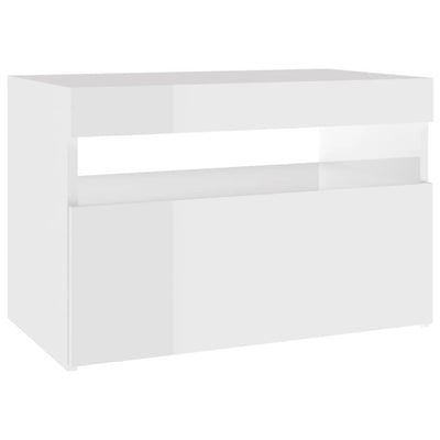 TV-taso LED-valoilla korkeakiilto valkoinen 60x35x40 cm