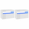 TV-tasot LED-valoilla 2 kpl korkeakiilto valkoinen 60x35x40 cm
