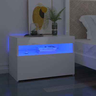 TV-tasot LED-valoilla 2 kpl korkeakiilto valkoinen 60x35x40 cm