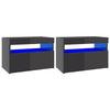 TV-tasot LED-valoilla 2 kpl korkeakiilto harmaa 60x35x40 cm