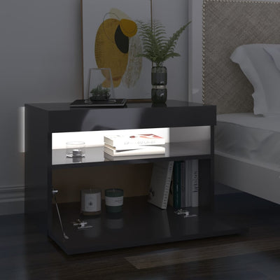 TV-tasot LED-valoilla 2 kpl korkeakiilto harmaa 60x35x40 cm