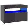 TV-tasot LED-valoilla 2 kpl korkeakiilto harmaa 60x35x40 cm