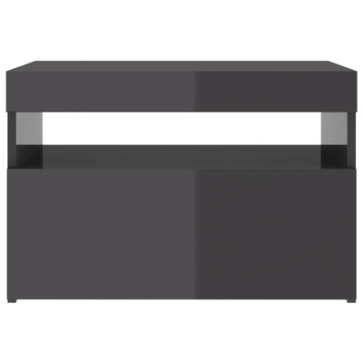 TV-tasot LED-valoilla 2 kpl korkeakiilto harmaa 60x35x40 cm