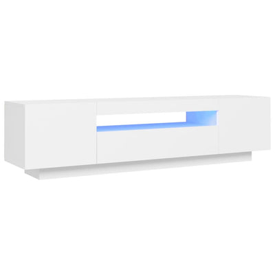 TV-taso LED-valoilla valkoinen 160x35x40 cm