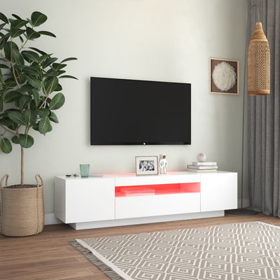 TV-taso LED-valoilla valkoinen 160x35x40 cm