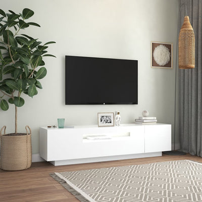 TV-taso LED-valoilla valkoinen 160x35x40 cm