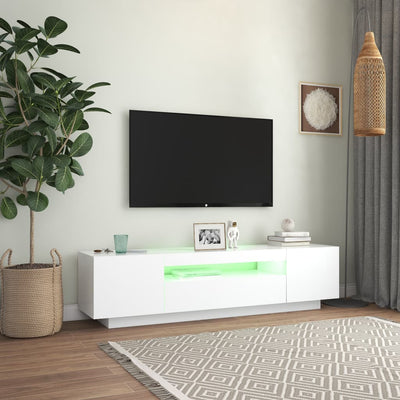 TV-taso LED-valoilla valkoinen 160x35x40 cm