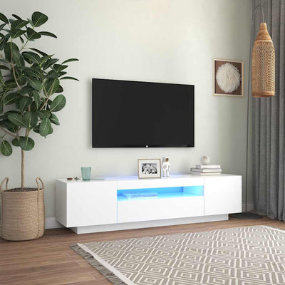 Valkoinen tv-taso led-valoilla Filantropia 160x35x40cm