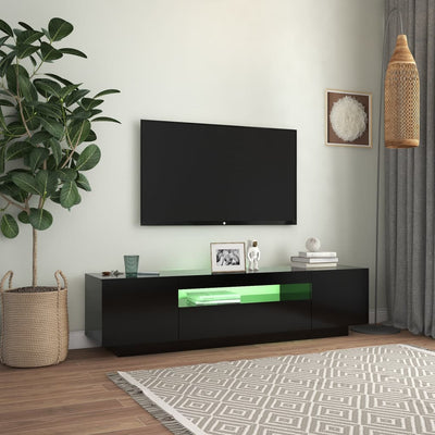 TV-taso LED-valoilla musta 160x35x40 cm