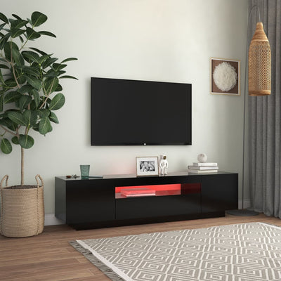 TV-taso LED-valoilla musta 160x35x40 cm