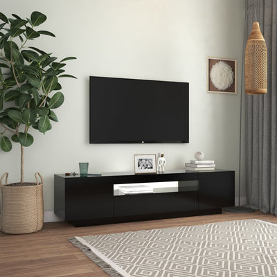 TV-taso LED-valoilla musta 160x35x40 cm