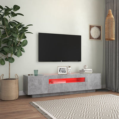 TV-taso LED-valoilla betoninharmaa 160x35x40 cm