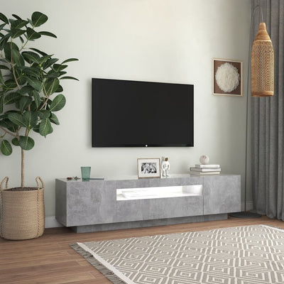 TV-taso LED-valoilla betoninharmaa 160x35x40 cm