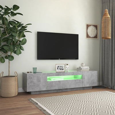 TV-taso LED-valoilla betoninharmaa 160x35x40 cm