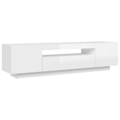 TV-taso LED-valoilla korkeakiilto valkoinen 160x35x40 cm
