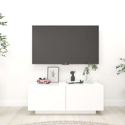 TV-taso valkoinen 100x35x40 cm tekninen puu
