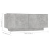 TV-taso betoninharmaa 100x35x40 cm tekninen puu