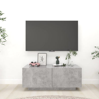 TV-taso betoninharmaa 100x35x40 cm tekninen puu