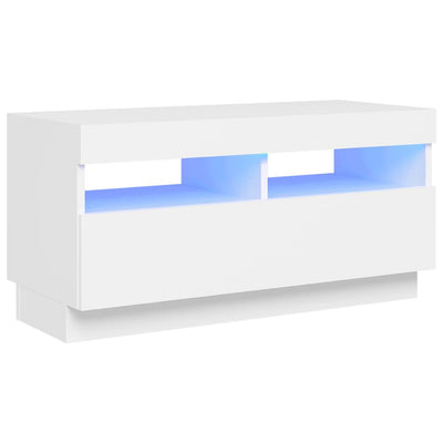 TV-taso LED-valoilla valkoinen 80x35x40 cm