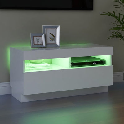 TV-taso LED-valoilla valkoinen 80x35x40 cm