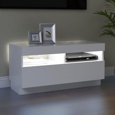 TV-taso LED-valoilla valkoinen 80x35x40 cm